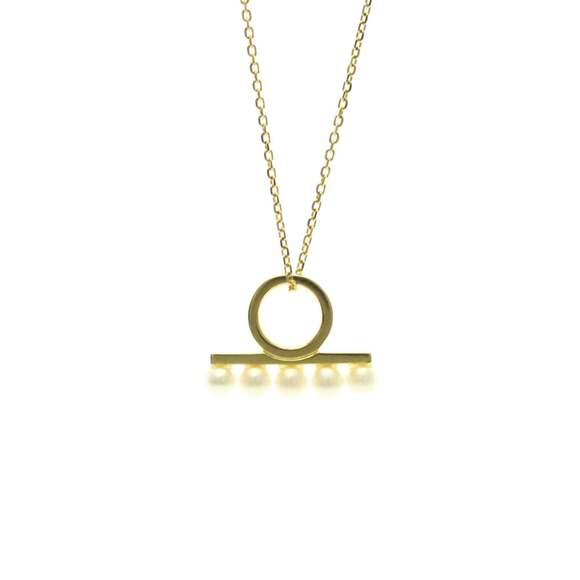 Tasaki Balance Petite Necklace Yellow Gold (18K) Pearl MenWomen Fashion Pend...